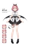  &gt;_&lt; 1girl :d blue_eyes demon_wings expressions hair_ornament hairband highres looking_at_viewer nijihashi_sora official_art otokado_ruki pink_hair short_hair simple_background smile vee_(vtuber) virtual_youtuber wings xd 