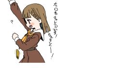  1girl :d ? black_bow blunt_bangs bow braid brown_dress brown_hair cellphone censored censored_text center-flap_bangs chesto_(phrase) commentary_request dress failure falling flat_chest_joke hair_bow hasu_no_sora_school_uniform kachimachi_kosuzu link!_like!_love_live! long_hair long_sleeves love_live! motion_lines neckerchief open_mouth phone pink_eyes pleated_dress profile sailor_collar sailor_dress school_uniform shinanoya_(satanicad) side_braids sideways_mouth simple_background smartphone smile solo speed_lines straight_hair tawawa_challenge virtual_youtuber white_background white_sailor_collar winter_uniform yellow_neckerchief 