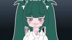 1girl animated_gif dark_green_hair long_hair qingyi_(zenless_zone_zero) twintails zenless_zone_zero