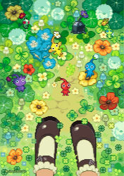  1girl black_eyes black_shoes black_skirt blue_eyes blue_flower blue_pikmin blue_skirt buckle bud clover colored_skin creature creature_focus dandelion feet flower foot_focus four-leaf_clover frilled_socks frills ghost_tail glow_pikmin green_skin highres knees_up leaf lying mary_janes mimpish mushroom no_mouth on_back on_flower orange_flower original pikmin_(creature) pikmin_(series) pink_flower pixel_art pointy_ears pointy_nose purple_flower purple_hair purple_pikmin purple_skin red_eyes red_flower red_pikmin red_skin rock rock_pikmin shoes short_hair sitting skirt socks solid_circle_eyes sparkle standing triangle_mouth twitter_username very_short_hair white_flower white_pikmin white_skin white_socks yellow_flower yellow_pikmin yellow_skin 
