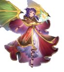  1girl bangs capelet dragon_wings dress essual_(layer_world) fire_emblem fire_emblem:_the_sacred_stones fire_emblem_heroes full_body gold_trim hair_ornament highres hood hood_down long_hair myrrh_(fire_emblem) non-web_source official official_art red_eyes short_dress solo stone toeless_footwear toes transparent_background twintails wings 