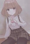  1girl arm_up drink drinking_straw fujina_(fujina31q) highres original skirt suspender_skirt suspenders tagme 