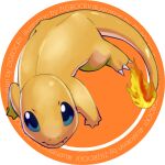  artist_name blue_eyes charmander closed_mouth fangs fangs_out fire from_above full_body highres no_humans pokemon pokemon_(creature) pokemon_(game) pokemon_rgby zigrock 