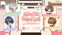  1girl 4boys artem_wing_(tears_of_themis) black-framed_eyewear black_hair black_jacket black_shirt blue_eyes brown_hair commentary copyright_name english_commentary english_text glasses green_jacket grey_hair jacket luke_pearce_(tears_of_themis) marius_von_hagen_(tears_of_themis) multiple_boys official_art parted_bangs pink_eyes rosa_(tears_of_themis) semi-rimless_eyewear shirt tears_of_themis under-rim_eyewear violet_eyes vyn_richter_(tears_of_themis) white_jacket yellow_eyes 