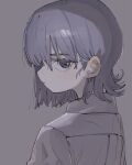  1girl brown_eyes collared_shirt from_side grey_background grey_hair grey_shirt grey_theme highres looking_at_viewer original profile serious shirt simple_background sketch solo tenoo12 upper_body 