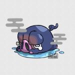  artist_name crying crying_with_eyes_open curled_tail grey_background highres lechonk lying no_humans on_stomach outline petite_echorizon pig pokemon pokemon_(creature) puddle sad simple_background solo tears 