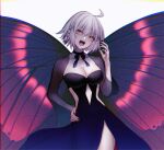 ahoge black_dress black_nails butterfly_wings dress fate/grand_order fate_(series) highres jeanne_d&#039;arc_alter_(fate) non-web_source pale_skin roro_982 white_hair wings yellow_eyes 