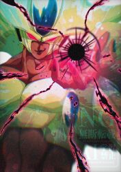  1boy colored_skin cooler_(dragon_ball) dragon_ball dragon_ball_z electricity energy_ball highres male_focus purple_skin smirk solo stktik09060906 upper_body watermark 