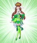  1girl brown_hair dokidoki!_precure green_eyes green_theme hapuriainen magical_girl original precure solo tagme 