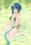  bikini blue_hair highres hose original poyamu short_hair side-tie_bikini solo swimsuit swimsuit water 