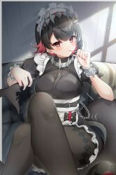 1girl ellen_joe lollipop lollipop_in_mouth maid shark_girl shark_tail short_hair zenless_zone_zero