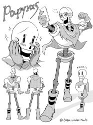  >o< 1boy 2024 2d absurdres armor artist_name back boots cape character_name character_sheet clenched_hand closed_eyes cropped_shoulders digital_media english_text flexing full_body gloves greyscale hand_on_own_hip hands_on_own_cheeks happy heart highres holding holding_cellphone holding_phone humanoid large_filesize male male_focus male_only monochrome monster monster_boy multiple_views open_mouth papyrus_(undertale) phone selfie shorts simple_background skeleton smartphone solo soto_undertale sparkle sparkling_eyes standing straight-on sunglasses tape teeth text twitter_username undead undertale utdr_(toby_fox) white_background |_| 