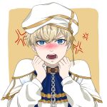  absurdres angry blonde_hair blue_eyes blush collar hat highres leash luke_(obey_me!:_one_master_to_rule_them_all!) maon_obeyme obey_me!:_one_master_to_rule_them_all! 