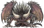  full_body highres kan_(aaaaari35) looking_at_viewer monster monster_hunter_(series) nergigante no_humans simple_background spread_wings white_background 