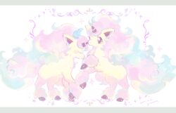  animal_focus closed_eyes commentary_request dated galarian_ponyta horns no_humans pink_eyes pokemon pokemon_(creature) single_horn unicorn white_background yurano_(upao) 