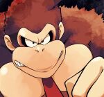  1boy angry black_background black_eyes donkey_kong donkey_kong_(series) furry furry_male glaring looking_at_viewer minashirazu muscular muscular_male necktie no_humans simple_background solo teeth teeth_hold 