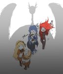  2boys 2girls anger_vein angry apocalypse_bird ascot black_pants blonde_hair blue_hair boots capelet chesed_(project_moon) coat coffee full_body gebura_(project_moon) kan_(aaaaari35) lobotomy_corporation long_sleeves messy_hair multiple_boys multiple_girls non-web_source pants project_moon puffy_sleeves punching redhead shadow shirt sketch skirt tiphereth_a_(project_moon) tiphereth_b_(project_moon) translation_request white_shirt 
