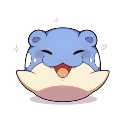  absurdres animal_focus blush closed_eyes facing_viewer fangs heart highres no_humans open_mouth pokemon pokemon_(creature) pokemon_focus seal_(animal) sevi_(seviyummy) simple_background smile spheal white_background 