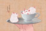  1other ambiguous_gender animal animal_focus cup faux_traditional_media hamster highres original otamashimai plate teacup 