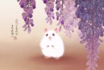  absurdres animal animal_focus faux_traditional_media flower hamster highres no_humans original otamashimai wisteria 