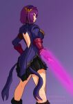  1girl absurdres asamiya_athena bodysuit boots corruption crossover dress energy_sword gauntlets hairband highres leather leather_boots mind_control nail_polish necktie non-web_source purple_hair shadaloo shadaloo_dolls skirt street_fighter sword the_king_of_fighters violet_eyes weapon 