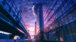  building bush city cityscape clouds commentary_request fantasy highres highway moon night night_sky no_humans original outdoors overpass reflection scenery sky smile_(qd4nsvik) tree 