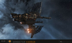  3d absurdres advanced_ship_(eve_online) battleship_(eve_online) boundless_creation_(eve_online) camouflage clouds combat_ship_(eve_online) commentary company_logo company_name copyright_logo copyright_name dated english_commentary eve_online fire flying glowing highres logo marauder_(eve_online) maya_(medium) military_vehicle no_humans official_art outdoors pointing_out_the_details radar radio_antenna realistic science_fiction solar_panel space spacecraft star_(sky) starry_sky_background tempest_(eve_online) thrusters vargur_(eve_online) vehicle_focus vehicle_name ymir_jonsson 