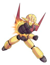  alphes_(style) clenched_hands closed_mouth commentary_request dairi full_body glowing glowing_eyes highres hisou_tensoku incoming_attack incoming_punch large_variant_set legs_apart mecha mecha_focus no_humans parody punching robot rocket_punch solo spikes style_parody tachi-e touhou variant_set wings 