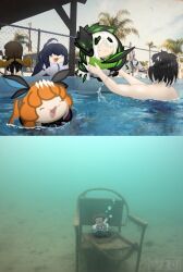  1other 2girls 3boys arknights asphyxiation black_hair black_pants brown_hair chain chair command:meltdown_(e.g.o) cosplay dark-skinned_male dark_skin drowning e.g.o_(project_moon) faust_(project_moon) headband heathcliff_(project_moon) heterochromia ishmael_(project_moon) jang_schna kal&#039;tsit_(arknights) kal&#039;tsit_(arknights)_(cosplay) limbus_company ling_(arknights) ling_(arknights)_(cosplay) long_hair meme mlynar_(arknights) mlynar_(arknights)_(cosplay) mother_ignoring_kid_drowning_in_a_pool_(meme) multicolored_hair multiple_boys multiple_girls necktie orange_hair pants pool project_moon red_necktie shirt short_hair skadi_(arknights) skadi_(arknights)_(cosplay) streaked_hair tidal_elegy_(e.g.o) tmyukimura to_remain_oneself_(e.g.o) unbrilliant_glory_(e.g.o) white_hair white_shirt white_streaks 