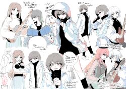  5girls absurdres bang_dream! bang_dream!_it's_mygo!!!!! bird black_shirt blue_eyes blue_skirt brown_hair chihaya_anon closed_mouth commentary_request drumsticks fang ferris_wheel grey_eyes grey_hair heterochromia highres holding holding_drumsticks holding_microphone hood hood_up hooded_jacket instrument jacket kaname_raana long_hair long_sleeves looking_at_viewer microphone multiple_girls music mygo!!!!!_(bang_dream!) nagasaki_soyo open_mouth penguin pink_eyes pink_hair playing_bass_guitar playing_drum playing_guitar playing_instrument see-through_clothes see-through_sleeves shiina_taki shirt short_hair singing skin_fang skirt smile speech_bubble suudori sweat sweater takamatsu_tomori translation_request turtleneck turtleneck_sweater white_hair white_jacket white_sweater yellow_eyes 