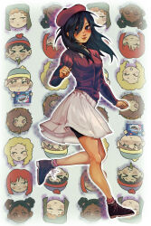 animification bebe_stevens beret bike_shorts_under_skirt black_hair eric_cartman frillyxo hat highres kenny_mccormick kyle_broflovski looking_at_viewer nichole_daniels oreo purple_shirt red_mcarthur shirt skirt solo_focus south_park stan_marsh vomit wendy_testaburger white_skirt 