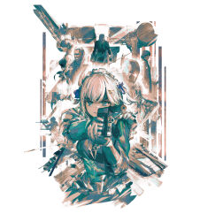  2girls 4boys absurdres advarcher aircraft assault_rifle commentary_request cosplay gray_fox_(metal_gear) gun hair_ornament hairclip hal_emmerich handgun helicopter highres holding holding_gun holding_weapon indie_virtual_youtuber limited_palette liquid_snake maid_headdress mecha meryl_silverburgh metal_gear_(robot) metal_gear_(series) metal_gear_rex metal_gear_solid military military_vehicle mint_fantome motor_vehicle multiple_boys multiple_girls muted_color revolver_ocelot rifle robot sneaking_suit solid_snake solid_snake_(cosplay) suppressor tank virtual_youtuber weapon 