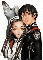  black_hair brown_hair bunny form_code highres murata_renji orange_eyes range_murata scan short_hair 