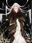  black_background kimono pale_skin psd red_eyes spiderweb tagme white_hair 