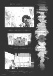  comic hakurei_reimu highres monochrome oriental_umbrella rain stair stairs touhou translated translation_request ugatsu_matsuki umbrella yakumo_ran 