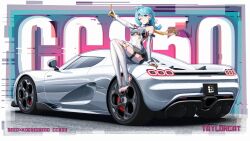 1girl absurdres ahoge aqua_eyes aqua_hair artist_name bare_shoulders barefoot blue_eyes blue_hair bodysuit braid braided_ponytail braids car character_name choker company_name detached_sleeves elbow_gloves female garter gloves hairclip highres koenigsegg_(automobile) koenigsegg_cc850 long_hair looking_at_viewer medium_hair motor_vehicle one_eye_closed pale_skin pointy_ears ponytail seed_(zenless_zone_zero) signature signed sitting smile solo taylorcat text toenails toes vehicle vehicle_focus vehicle_name wallpaper white_car wink zenless_zone_zero