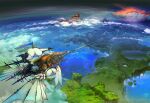  above_clouds aircraft airship artist_request clouds copyright copyright_name fantasy final_fantasy final_fantasy_xiv floating_island highres landscape mountain no_humans ocean official_art scenery sky 