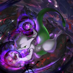  alternate_color artist_request energy_ball full_body green_eyes mewtwo nostrils official_art pokemon pokemon_(creature) pokemon_focus pokemon_tcg pokemon_tcg_pocket shiny_pokemon solo third-party_source v-shaped_eyes 