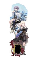  6+girls absurdres amoris_(bang_dream!) arknights ave_mujica_(bang_dream!) bang_dream! bang_dream!_it&#039;s_mygo!!!!! black_dress black_socks blonde_hair brown_corset chibi chihaya_anon chinese_commentary clothing_cutout commentary_request corset doloris_(bang_dream!) dress everyone highres holding holding_microphone jacket kaname_raana kemonomimi_mode kneehighs menu_board microphone misumi_uika mortis_(bang_dream!) mortis_(costume)_(bang_dream!) multicolored_jacket multiple_girls mygo!!!!!_(bang_dream!) mygo!!!!!_logo_(bang_dream!) nagasaki_soyo oblivionis_(bang_dream!) purple_hair shiina_taki shoes shorts shoulder_cutout simple_background sneakers socks tachi-e takamatsu_tomori timoris_(bang_dream!) togawa_sakiko two-tone_jacket umbrella violet_eyes wakaba_mutsumi wakaba_mutsumi_(marionette&#039;s_id) white_background yahata_umiri yahata_umiri_(moonlight_executioner) yuutenji_nyamu yuutenji_nyamu_(magician_of_passion) zheshe_jing 