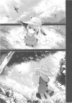  1girl a6m_zero aircraft airplane dress_shirt greyscale hat highres long_sleeves medium_hair midori_(misuriru8) monochrome moriya_suwako page_number shirt skirt socks touhou translation_request vest wide_sleeves 