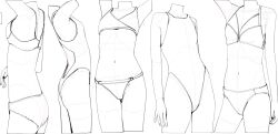  1girl bra greyscale guide highres how_to monochrome navel original panties see-through_clothes shirt sketch sogogoaart standing striped_clothes striped_panties underwear 