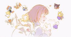  &gt;_&lt; +++ 1other 3boys 4girls :3 :d ;d ^_^ absurdres alphys animal anniversary annoying_dog arthropod_girl asgore_dreemurr backpack bag bandaid bandaid_on_hand blue_sweater blush bob_cut bone brothers brown_hair bug chinese_commentary closed_eyes closed_mouth colored_teeth commentary_request cousins dog fewer_digits fins flower flowey_(undertale) frisk_(undertale) frown gloves grey_background grin hands_up head_fins heart highres holding holding_animal holding_dog key leaf long_sleeves mechanical_arms mettaton mettaton_(box) muffet multiple_boys multiple_girls napstablook ningzzz non-humanoid_robot one_eye_closed open_mouth other_focus papyrus_(undertale) polearm portrait profile puffy_long_sleeves puffy_sleeves red_hair robot sans_(undertale) sharp_teeth short_hair siblings silk simple_background skeleton smile solo_focus soul_(deltarune) spear spider spider_girl spider_web stick sweater teeth tongue toriel turtleneck turtleneck_sweater undertale undyne upper_body upper_teeth_only utdr_(toby_fox) weapon white_background white_bag white_dog white_gloves yellow_flower yellow_teeth 