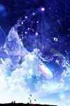  1girl artist_name bubble clouds commentary constellation highres makoron117117 original outdoors rabbit rainbow_gradient scenery shooting_star sky solo star_(sky) starry_sky whale 