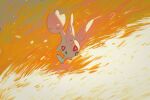  animal_focus backlighting closed_eyes commentary_request facing_viewer floating from_behind gradient gradient_background highres looking_back no_humans orange_background orange_theme pokemon pokemon_(creature) solo togetic u_u wulie_errr 