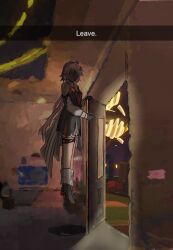  1girl absurdres artist_name asymmetrical_dress black_flower black_gloves boots dress earrings english_commentary english_text evernight_(honkai:_star_rail) faceless faceless_female floating flower flower_ornament gloves hair_between_eyes hair_flower hair_ornament hairclip hakukiee high_heel_boots high_heels highres honkai:_star_rail honkai_(series) indoors jewelry levitation long_hair long_sleeves march_7th_(honkai:_star_rail) pink_hair single_earring solo 