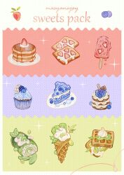  artist_name berry blueberry border bread bread_slice cake cake_slice cookie cream cupcake dessert dripping english_text food food_focus fruit grapes highres ice_cream ice_cream_cone icing kiwi_(fruit) kiwi_slice leaf maple_syrup masyanajoy no_humans original pancake pancake_stack pastel_colors plate polka_dot polka_dot_background popsicle sparkle strawberry strawberry_slice swiss_roll syrup toast triadic_colors waffle waffle_cone whipped_cream white_border 