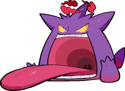  colored_sclera commentary_request dynamax gengar gigantamax gigantamax_gengar kawaanago long_tongue no_humans pokemon pokemon_(creature) pokemon_focus red_clouds solo teeth tongue tongue_out transparent_background uvula v-shaped_eyes yellow_sclera 