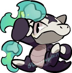  alolan_marowak bone chibi chibi_only commentary_request fire full_body green_fire holding holding_bone kawaanago lowres no_humans nostrils pokemon pokemon_(creature) pokemon_focus solo transparent_background twitter_username white_eyes 