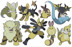  alternate_color animal_focus arcanine blue_eyes blue_sclera buizel claws closed_mouth colored_sclera dragapult dragon fangs furry green_eyes highres lucario luxio meowstic meowstic_(male) no_humans open_mouth ouran pokemon pokemon_(creature) pokemon_focus sentret sharp_teeth shiny_pokemon simple_background spikes tail teeth tepig white_background yellow_eyes yellow_sclera 