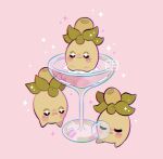  +_+ blush_stickers bubble closed_eyes commentary cup glass in_container in_cup leaphere no_humans open_mouth pink_background pokemon pokemon_(creature) sleeping smoliv sparkle star_(symbol) watermark wavy_mouth 
